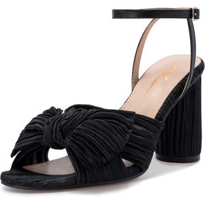 Open Toe Chunky Heel with Bow Detail